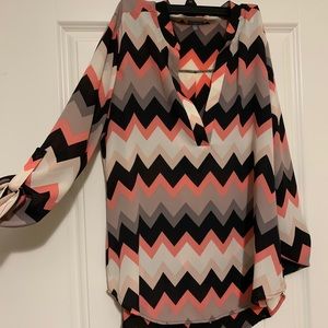 Chevron Long-Sleeve Blouse